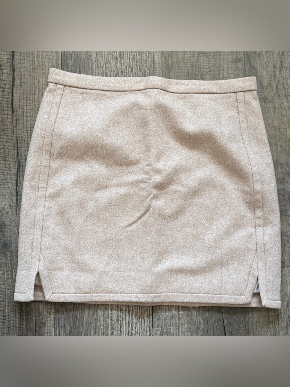 J.Crew Wool Blend Mini Pencil Skirt Size 6 Oatmeal Side Slits